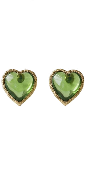 Heart-Shaped Gemstone Drop Earrings