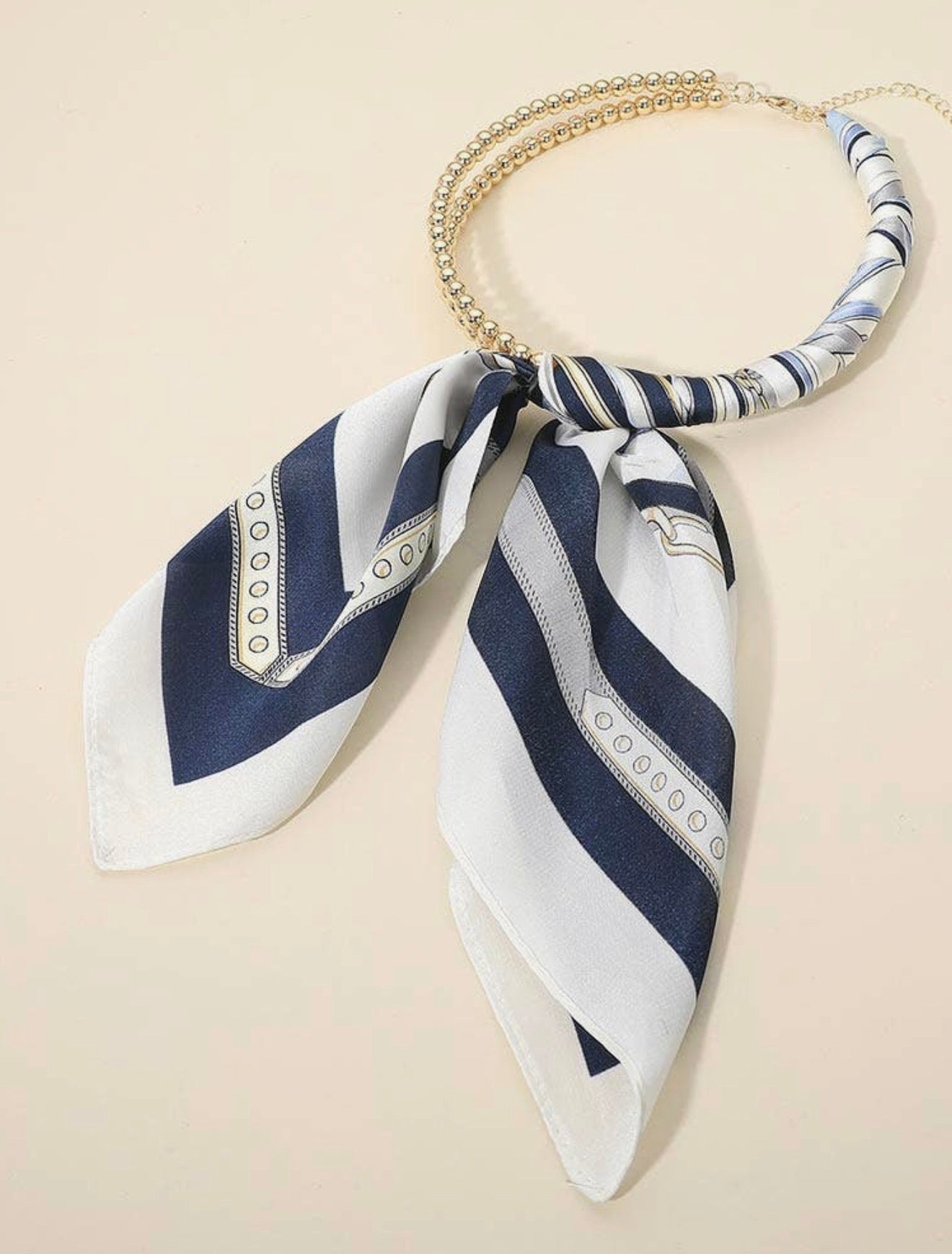 Abstract Pattern Fabric Scarf Double Bubble Chain Necklaces - 5 Patterns