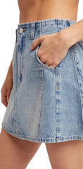 Washed A-Line Denim Mini Skirt