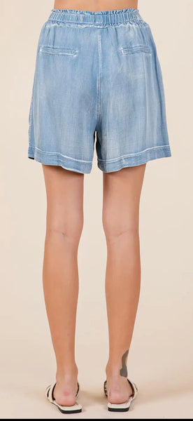 Washed Chambray Shorts - 2 Colors