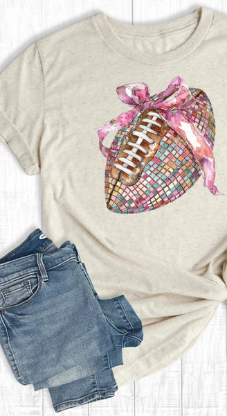 Disco Football Coquette Bow T-Shirt and Sweatshirt