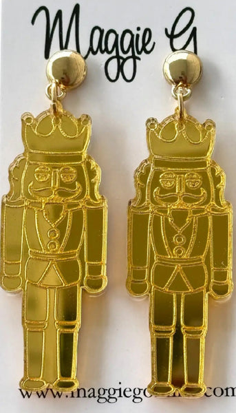 Gold Mirror Nutcracker Earrings