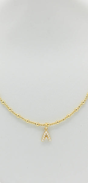 Kiki & Livy Gold Beaded Necklaces with Pearl Initials