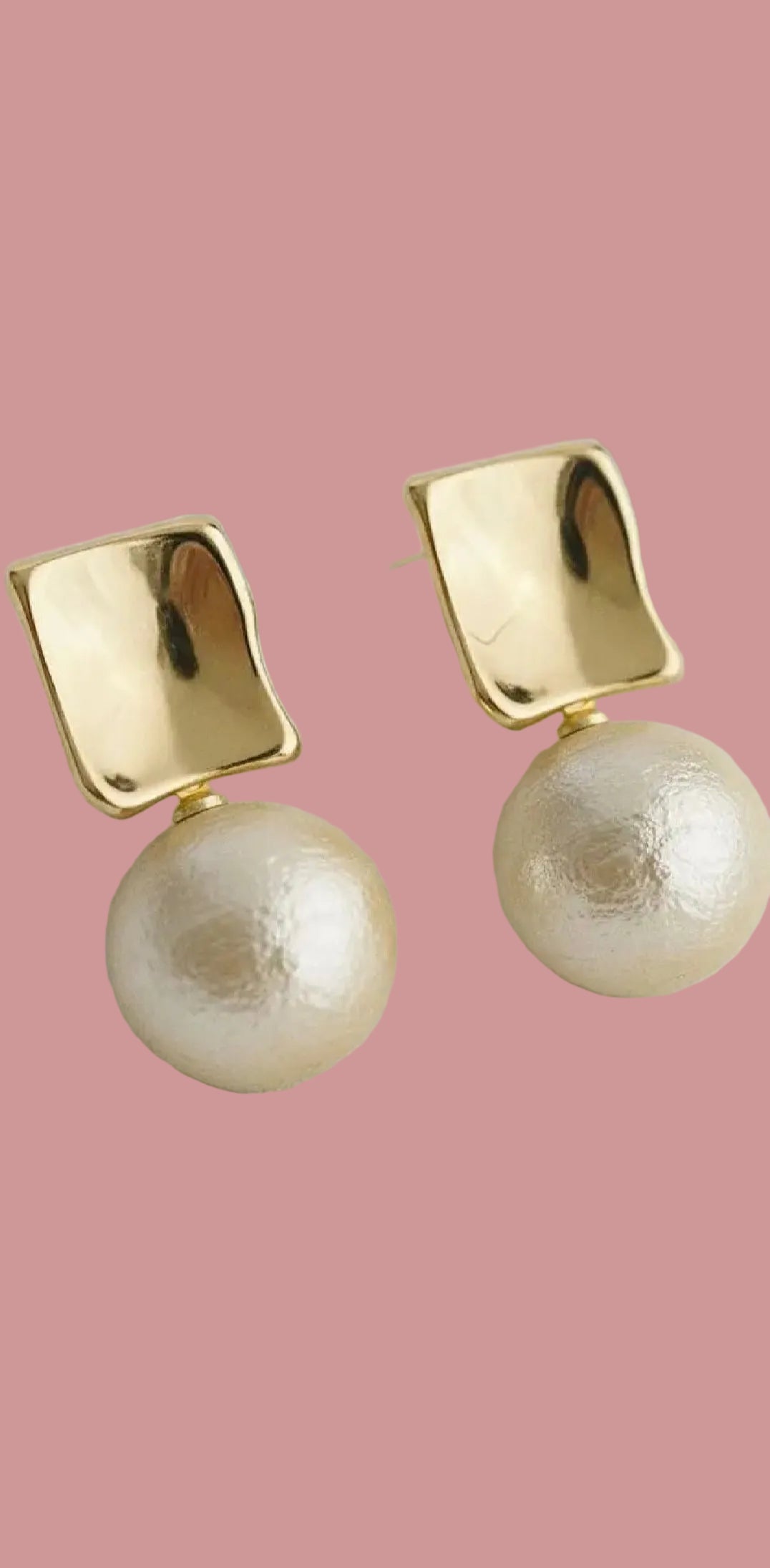Contemporary Geometric Pearl Drop Earrings
