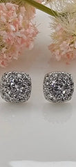 Boucles d'oreilles à tige en oxyde de zirconium de forme carrée - Argent et Or