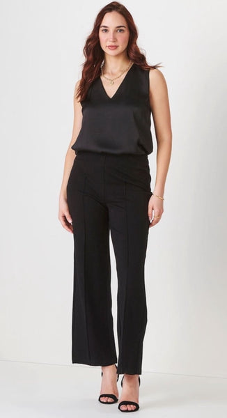 Charlie Paige  Wide Leg Ponte Pant, Black