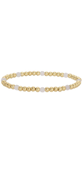 Stretch Beaded Bracelets with Stone Accents - 5 Colors