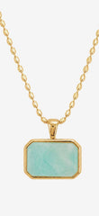 Gold Rice Chain Necklace with Turquoise Pendant