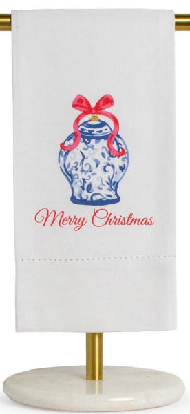 Chinoiserie Merry Christmas Hand Towel