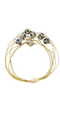 Gold Snake Rope Chain Multi Strand Bracelet with Dalmation Stone Accents