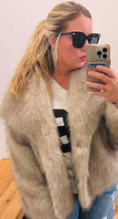 Margie Drama Oversized Lapel Faux Fur Coat