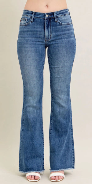 Judy Blue Vintage Wash Flares w/Destroyed and Frayed Hem