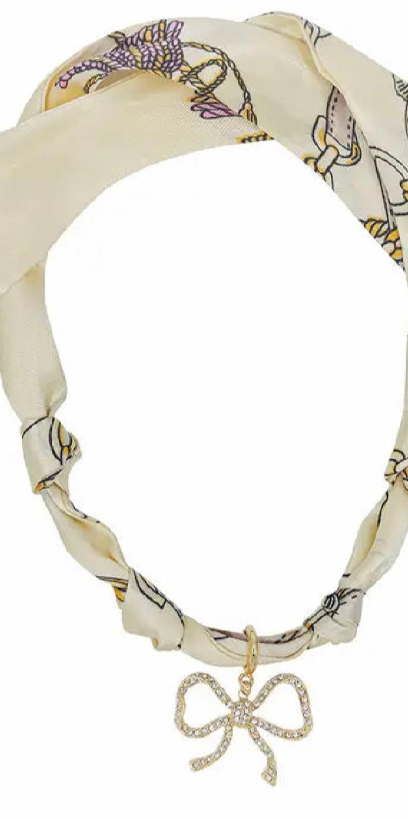 Bow Cream Scarf Necklace