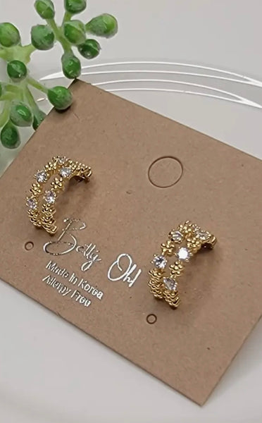 Double Floral Rhinestone Hoops