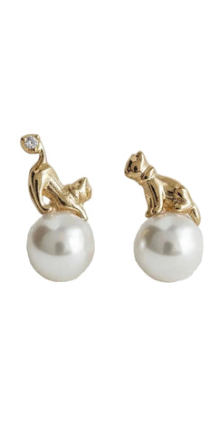 Artisan Cat-Inspired Gemstone Drop Earrings