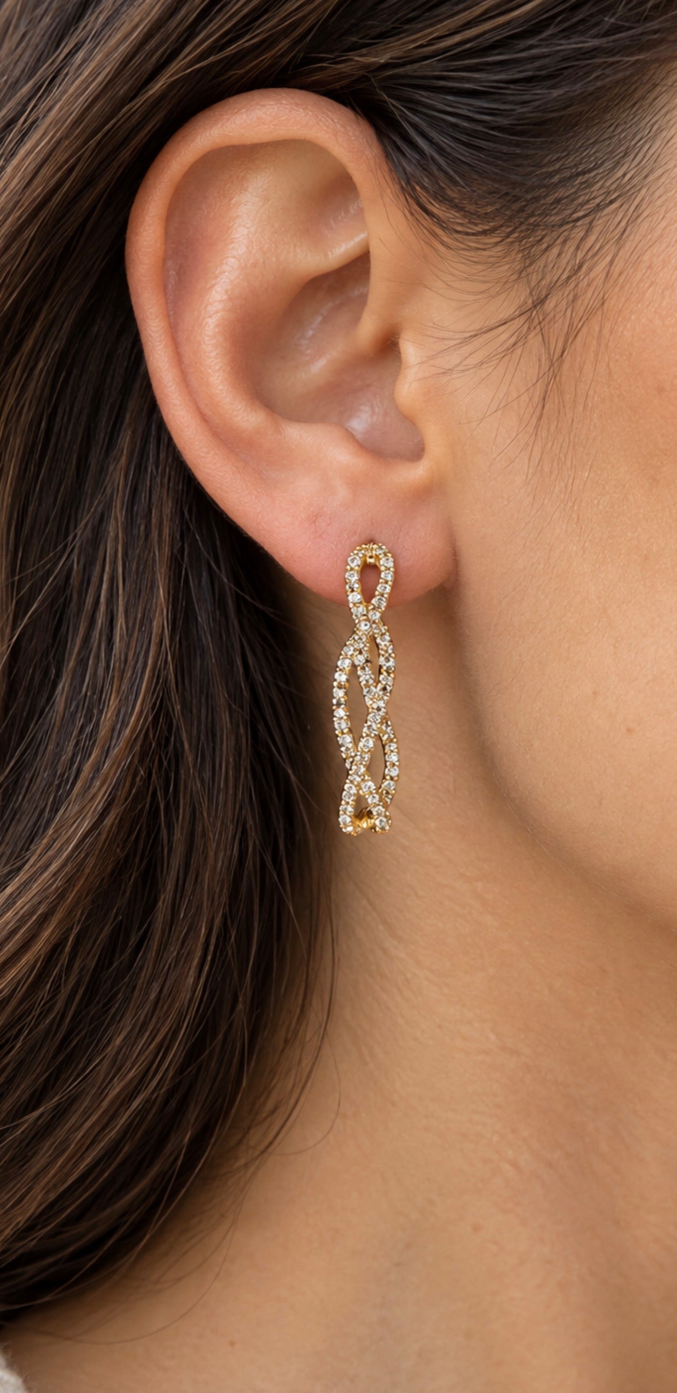 Braided CZ Hoop Earrings