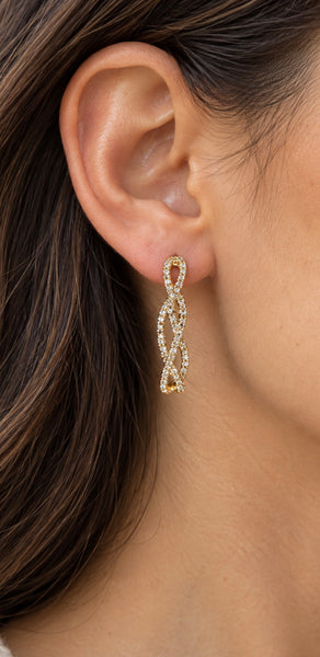 Braided CZ Hoop Earrings