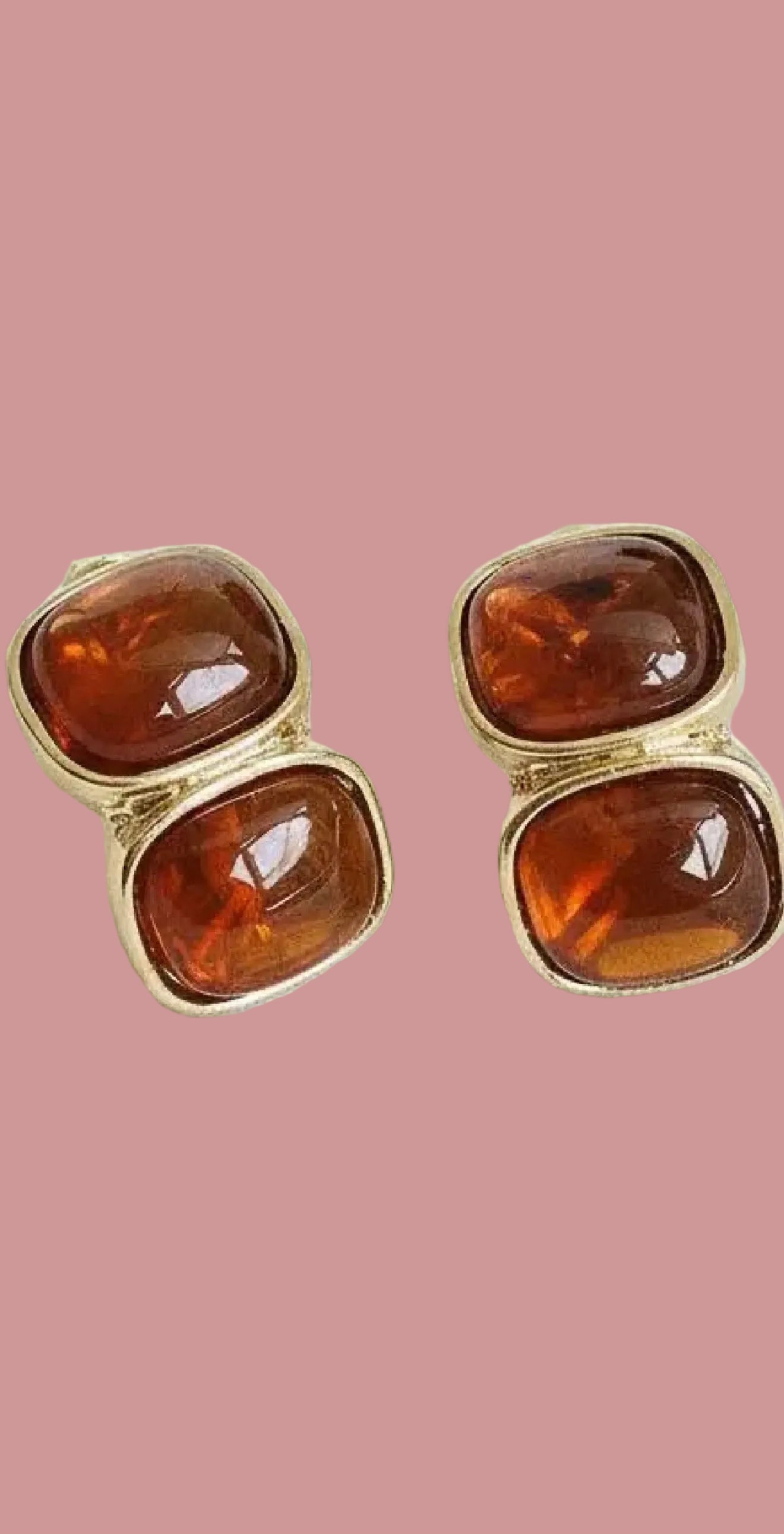 Geometric Amber-Inspired Drop Earrings