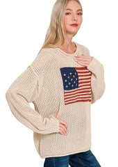 Coastal American Flag Sweater