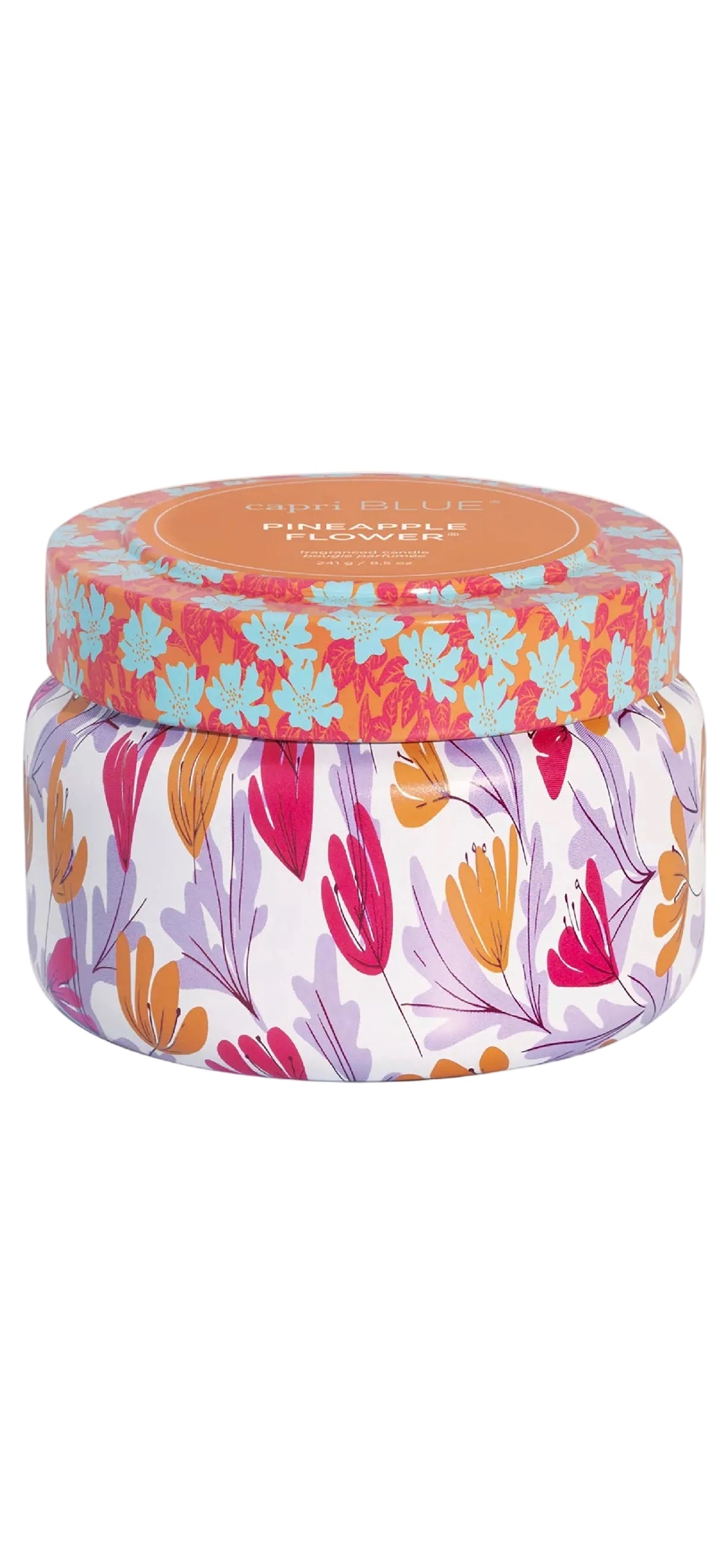 Capri Blue Pineapple Flower Pattern Play Printed Travel Tin