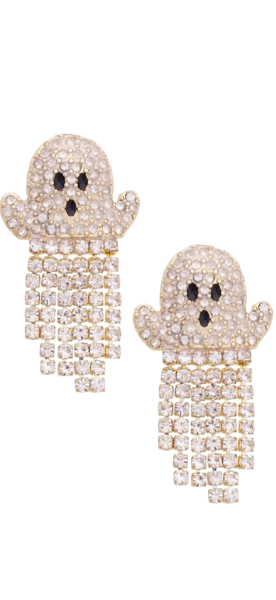 Ghost Pave Fringe Earrings in White