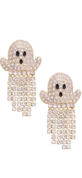 Ghost Pave Fringe Earrings in White