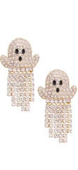 Ghost Pave Fringe Earrings in White