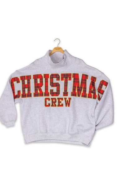 Simply Southern Christmas Crew Holiday Mock Neck Pullover Crew Oversized Sweatshirt