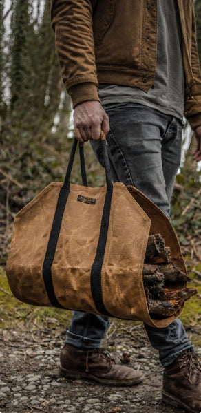 Waxed Canvas Firewood Log Carrier