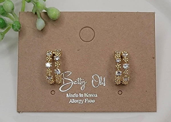 Double Floral Rhinestone Hoops
