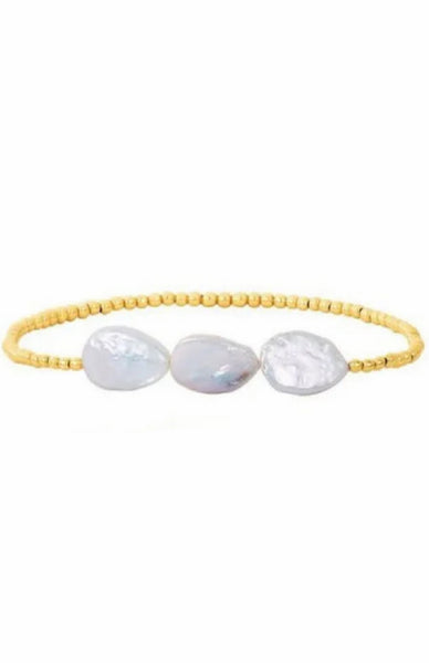 Coin Pearl Stretch Bracelet