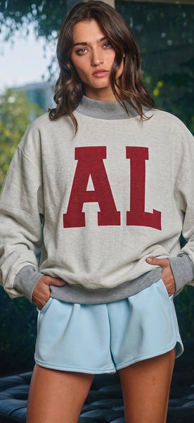 Alabama & AL Reversible Sweatshirt - Floral Mock Neck