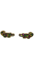 Mardi Gras Alligator Post Earrings