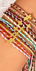 Cross Charm Corded Bracelets - 5 Colors