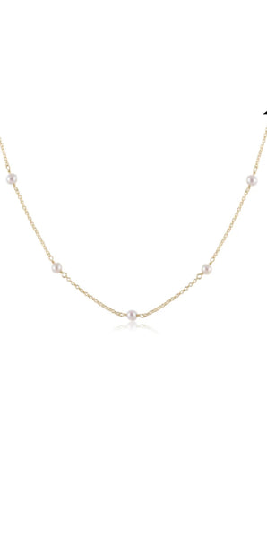 enewton 15" Choker Simplicity Chain Gold - 4mm Pearl