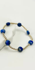 enewton 6.25" Admire Gemstone Gold 3mm Bead Bracelet - Lapis