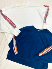 Millie Sequin Striped Sleeve Sweatshirt - 2 Colors
