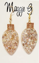 Glitter Christmas Bulb Earrings - 4 Colors