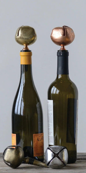 Jingle Bell Wine Bottle Stoppers - 4 Colors
