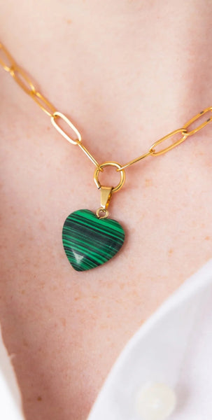 Audrey Heart Necklace - Malachite