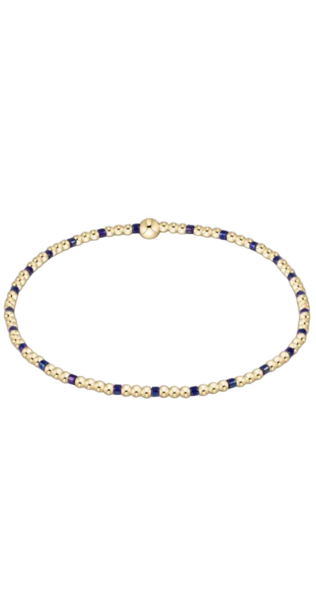 enewton 5.5" egirl Hope Sincerity Pattern 2mm Bead Bracelet - Blue Metallic