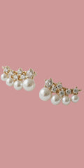Curved Zircon Pearl Stud Earrings