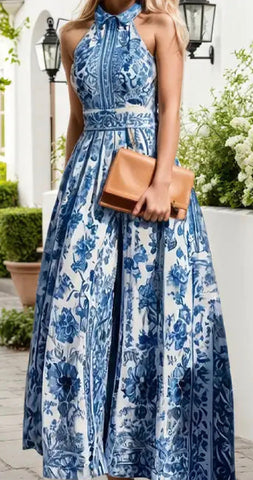 Delft Blue Maxi Dress