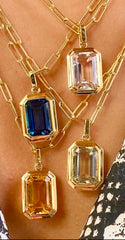Vintage Style Stone Pendant Necklace - 4 colors