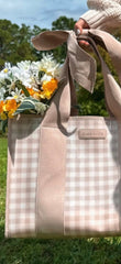Casemate Jelly Tote Bag- Latte Gingham Bow