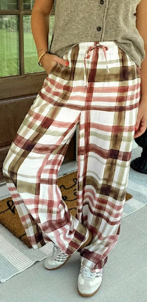 Olive Plaid Pants