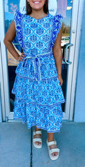 Grace Blue Ruffle Maxi Dress