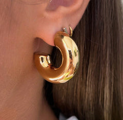 Gold Tube Hoop Earrings