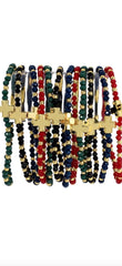 Bracelets extensibles en cristal avec une croix équilibrée unique – 4 couleurs sombres