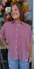 Oversized Striped GameDay Button Down - 2 Colors
